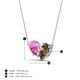 4 - Zemi 1.55 ctw Pear Shape Created Pink Sapphire and Smoky Quartz (7x5 mm) Toi Et Moi Pendant Necklace 