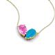 5 - Zemi 1.25 ctw Pear Shape Created Pink Sapphire and Lab Grown Pink Sapphire (7x5 mm) Toi Et Moi Pendant Necklace 