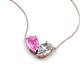 5 - Zemi 2.20 ctw Pear Shape Created Pink Sapphire and Lab Grown Diamond (7x5 mm) Toi Et Moi Pendant Necklace 
