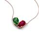 5 - Zemi 1.75 ctw Pear Shape Lab Grown Emerald and Lab Grown Ruby (7x5 mm) Toi Et Moi Pendant Necklace 