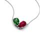 5 - Zemi 1.75 ctw Pear Shape Lab Grown Emerald and Lab Grown Ruby (7x5 mm) Toi Et Moi Pendant Necklace 