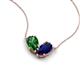 5 - Zemi 1.70 ctw Pear Shape Lab Grown Emerald and Lab Grown Blue Sapphire (7x5 mm) Toi Et Moi Pendant Necklace 
