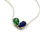 5 - Zemi 1.70 ctw Pear Shape Lab Grown Emerald and Lab Grown Blue Sapphire (7x5 mm) Toi Et Moi Pendant Necklace 