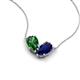 5 - Zemi 1.70 ctw Pear Shape Lab Grown Emerald and Lab Grown Blue Sapphire (7x5 mm) Toi Et Moi Pendant Necklace 