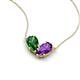 5 - Zemi 1.45 ctw Pear Shape Lab Grown Emerald and Amethyst (7x5 mm) Toi Et Moi Pendant Necklace 