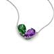 5 - Zemi 1.45 ctw Pear Shape Lab Grown Emerald and Amethyst (7x5 mm) Toi Et Moi Pendant Necklace 