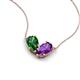5 - Zemi 1.45 ctw Pear Shape Lab Grown Emerald and Amethyst (7x5 mm) Toi Et Moi Pendant Necklace 