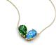 5 - Zemi 1.65 ctw Pear Shape Lab Grown Emerald and Blue Topaz (7x5 mm) Toi Et Moi Pendant Necklace 