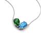 5 - Zemi 1.65 ctw Pear Shape Lab Grown Emerald and Blue Topaz (7x5 mm) Toi Et Moi Pendant Necklace 