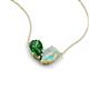 5 - Zemi 1.15 ctw Pear Shape Lab Grown Emerald and Opal (7x5 mm) Toi Et Moi Pendant Necklace 