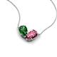 5 - Zemi 1.50 ctw Pear Shape Lab Grown Emerald and Pink Tourmaline (7x5 mm) Toi Et Moi Pendant Necklace 
