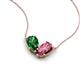 5 - Zemi 1.50 ctw Pear Shape Lab Grown Emerald and Pink Tourmaline (7x5 mm) Toi Et Moi Pendant Necklace 