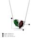 4 - Zemi 1.70 ctw Pear Shape Lab Grown Emerald and Red Garnet (7x5 mm) Toi Et Moi Pendant Necklace 