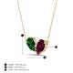 4 - Zemi 1.70 ctw Pear Shape Lab Grown Emerald and Rhodolite Garnet (7x5 mm) Toi Et Moi Pendant Necklace 