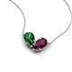 5 - Zemi 1.70 ctw Pear Shape Lab Grown Emerald and Rhodolite Garnet (7x5 mm) Toi Et Moi Pendant Necklace 