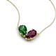 5 - Zemi 1.70 ctw Pear Shape Lab Grown Emerald and Rhodolite Garnet (7x5 mm) Toi Et Moi Pendant Necklace 