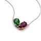 5 - Zemi 1.70 ctw Pear Shape Lab Grown Emerald and Rhodolite Garnet (7x5 mm) Toi Et Moi Pendant Necklace 