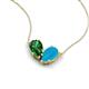 5 - Zemi 1.15 ctw Pear Shape Lab Grown Emerald and Turquoise (7x5 mm) Toi Et Moi Pendant Necklace 