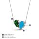 4 - Zemi 1.15 ctw Pear Shape Lab Grown Emerald and Turquoise (7x5 mm) Toi Et Moi Pendant Necklace 