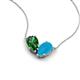 5 - Zemi 1.15 ctw Pear Shape Lab Grown Emerald and Turquoise (7x5 mm) Toi Et Moi Pendant Necklace 