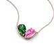 5 - Zemi 1.70 ctw Pear Shape Lab Grown Emerald and Lab Grown Pink Sapphire (7x5 mm) Toi Et Moi Pendant Necklace 