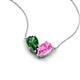 5 - Zemi 1.70 ctw Pear Shape Lab Grown Emerald and Lab Grown Pink Sapphire (7x5 mm) Toi Et Moi Pendant Necklace 