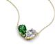 5 - Zemi 2.10 ctw Pear Shape Lab Grown Emerald and Lab Grown Diamond (7x5 mm) Toi Et Moi Pendant Necklace 