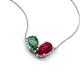 5 - Zemi 1.81 ctw Pear Shape Created Alexandrite and Lab Grown Ruby (7x5 mm) Toi Et Moi Pendant Necklace 