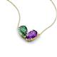 5 - Zemi 1.51 ctw Pear Shape Created Alexandrite and Amethyst (7x5 mm) Toi Et Moi Pendant Necklace 
