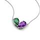 5 - Zemi 1.51 ctw Pear Shape Created Alexandrite and Amethyst (7x5 mm) Toi Et Moi Pendant Necklace 