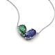 5 - Zemi 1.46 ctw Pear Shape Created Alexandrite and Iolite (7x5 mm) Toi Et Moi Pendant Necklace 