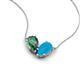 5 - Zemi 1.21 ctw Pear Shape Created Alexandrite and Turquoise (7x5 mm) Toi Et Moi Pendant Necklace 