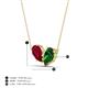 4 - Zemi 1.75 ctw Pear Shape Lab Grown Ruby and Lab Grown Emerald (7x5 mm) Toi Et Moi Pendant Necklace 