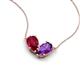 5 - Zemi 1.60 ctw Pear Shape Lab Grown Ruby and Amethyst (7x5 mm) Toi Et Moi Pendant Necklace 