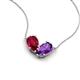 5 - Zemi 1.60 ctw Pear Shape Lab Grown Ruby and Amethyst (7x5 mm) Toi Et Moi Pendant Necklace 