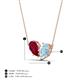 4 - Zemi 1.55 ctw Pear Shape Lab Grown Ruby and Aquamarine (7x5 mm) Toi Et Moi Pendant Necklace 