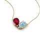 5 - Zemi 1.55 ctw Pear Shape Lab Grown Ruby and Aquamarine (7x5 mm) Toi Et Moi Pendant Necklace 
