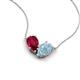 5 - Zemi 1.55 ctw Pear Shape Lab Grown Ruby and Aquamarine (7x5 mm) Toi Et Moi Pendant Necklace 