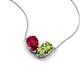 5 - Zemi 1.75 ctw Pear Shape Lab Grown Ruby and Peridot (7x5 mm) Toi Et Moi Pendant Necklace 