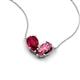 5 - Zemi 1.65 ctw Pear Shape Lab Grown Ruby and Pink Tourmaline (7x5 mm) Toi Et Moi Pendant Necklace 