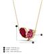 4 - Zemi 1.65 ctw Pear Shape Lab Grown Ruby and Pink Tourmaline (7x5 mm) Toi Et Moi Pendant Necklace 