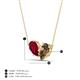 4 - Zemi 1.60 ctw Pear Shape Lab Grown Ruby and Smoky Quartz (7x5 mm) Toi Et Moi Pendant Necklace 