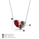 4 - Zemi 1.60 ctw Pear Shape Lab Grown Ruby and Smoky Quartz (7x5 mm) Toi Et Moi Pendant Necklace 