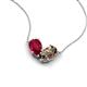 5 - Zemi 1.60 ctw Pear Shape Lab Grown Ruby and Smoky Quartz (7x5 mm) Toi Et Moi Pendant Necklace 