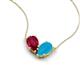 5 - Zemi 1.30 ctw Pear Shape Lab Grown Ruby and Turquoise (7x5 mm) Toi Et Moi Pendant Necklace 