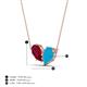 4 - Zemi 1.30 ctw Pear Shape Lab Grown Ruby and Turquoise (7x5 mm) Toi Et Moi Pendant Necklace 