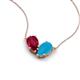 5 - Zemi 1.30 ctw Pear Shape Lab Grown Ruby and Turquoise (7x5 mm) Toi Et Moi Pendant Necklace 
