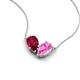 5 - Zemi 1.85 ctw Pear Shape Lab Grown Ruby and Lab Grown Pink Sapphire (7x5 mm) Toi Et Moi Pendant Necklace 
