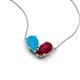 5 - Zemi 1.30 ctw Pear Shape Turquoise and Lab Grown Ruby (7x5 mm) Toi Et Moi Pendant Necklace 