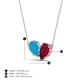 4 - Zemi 1.30 ctw Pear Shape Turquoise and Lab Grown Ruby (7x5 mm) Toi Et Moi Pendant Necklace 